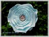 Krepprose mintblau Floristenkrepp ca. 11 cm m. silberner Blumenpindeko und Acrylstein